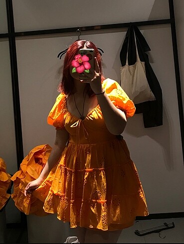 Zara Zara Kısa Turuncu Elbise