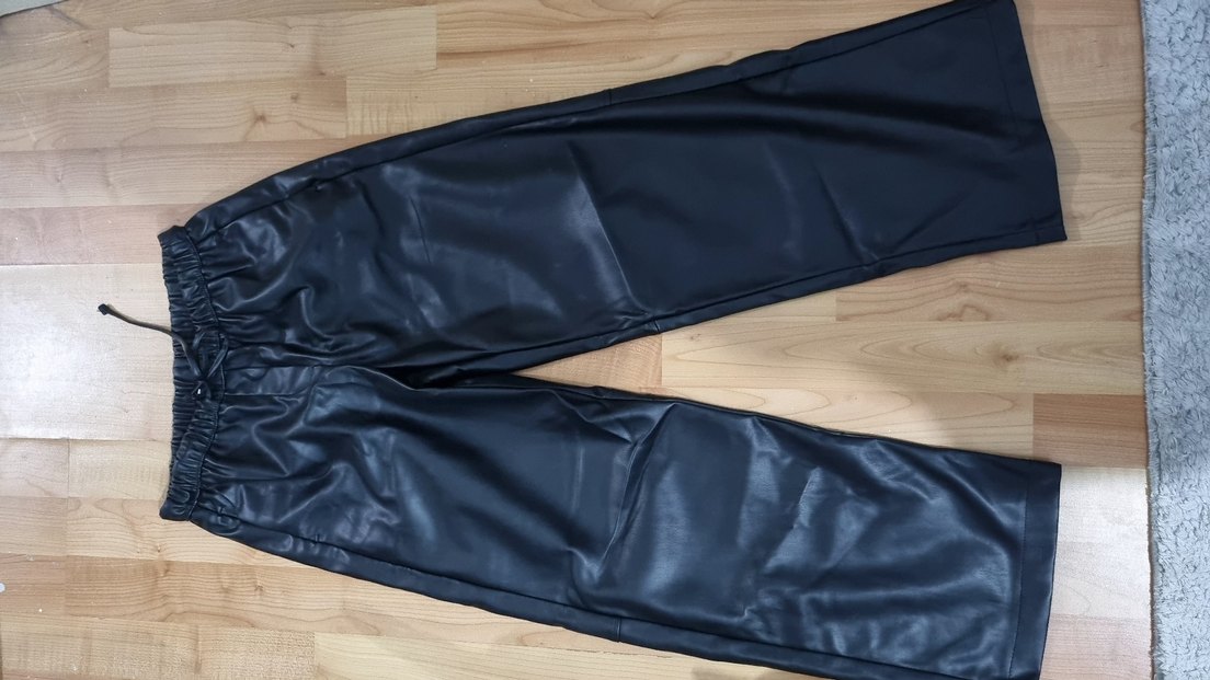 Deri Siyah Kadın Pantolon ipli - Görsel 2