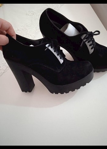 Siyah Bağcıklı Platform Topuklu Kadın Ayakkabı - Görsel 5