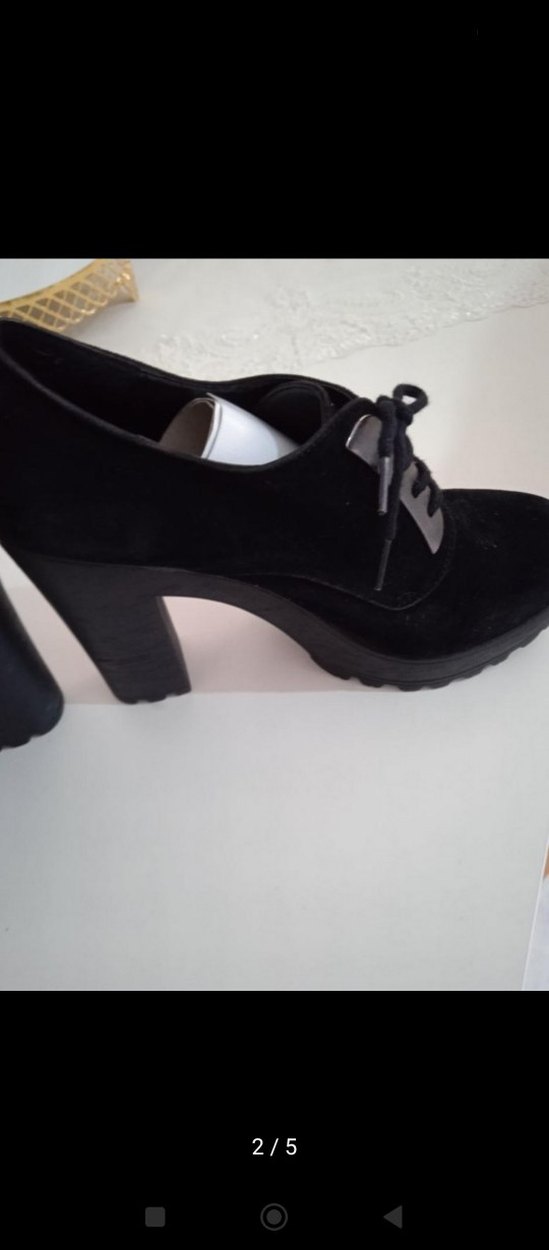 Siyah Bağcıklı Platform Topuklu Kadın Ayakkabı - Görsel 2