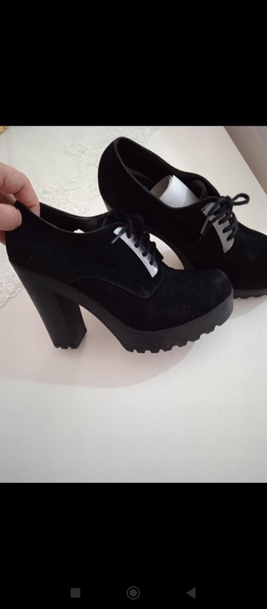 Siyah Bağcıklı Platform Topuklu Kadın Ayakkabı - Görsel 5