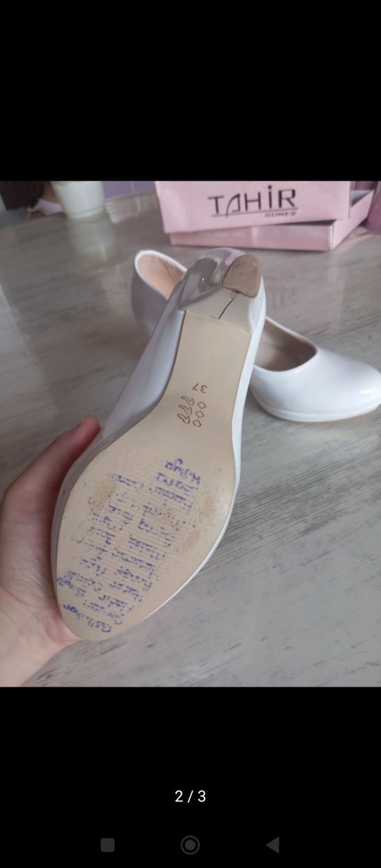 Beyaz Kadın Stiletto Blok Topuk - Görsel 2