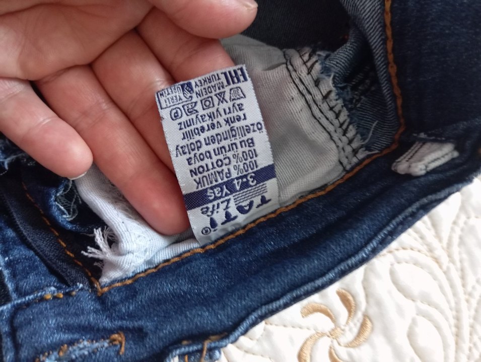 Kız Çocuk Mavi Denim İspanyol Paça Pantolon - Görsel 4