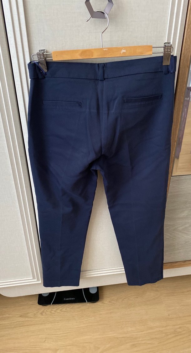 Düğmeli Lacivert Denim Kumaş Pantolon - Görsel 4