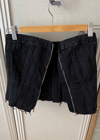 Fermuarlı Siyah Denim  üst - Görsel 5