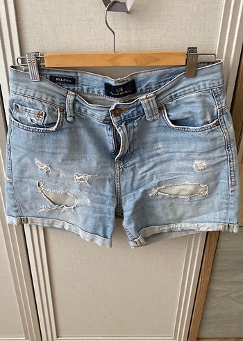 Kadın Açık Mavi Mini Denim Şort