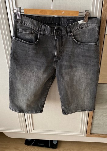 Gri Denim Erkek Midi Şort