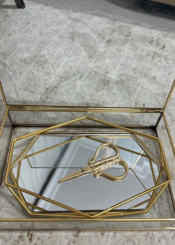 Kız isteme tepsisi aynalı altın renk makas - Görsel 8