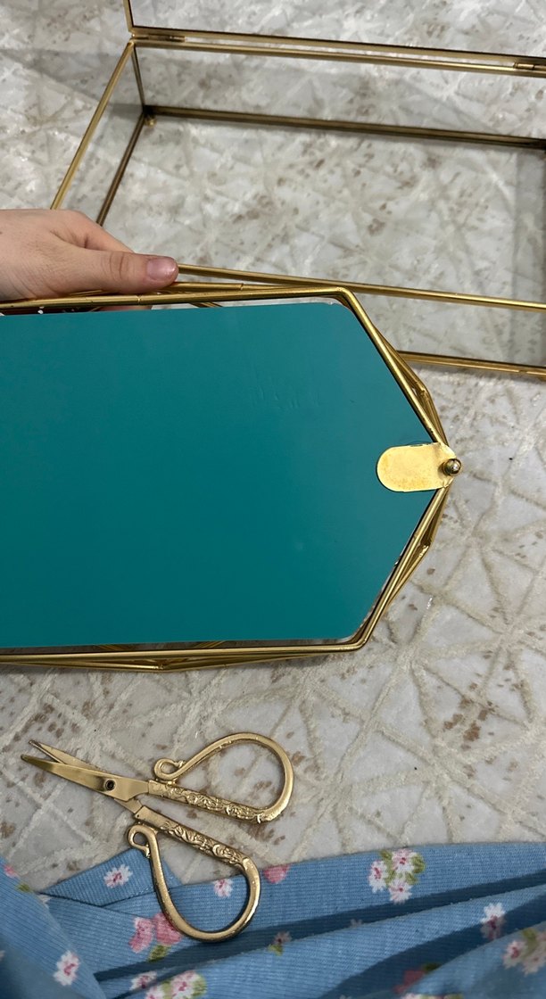 Kız isteme tepsisi aynalı altın renk makas - Görsel 4