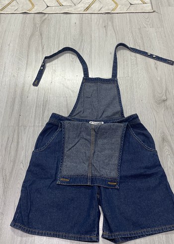 Kadın Lacivert Kot Şort Tulum - Görsel 4