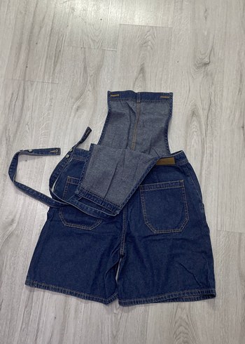 Kadın Lacivert Kot Şort Tulum - Görsel 9