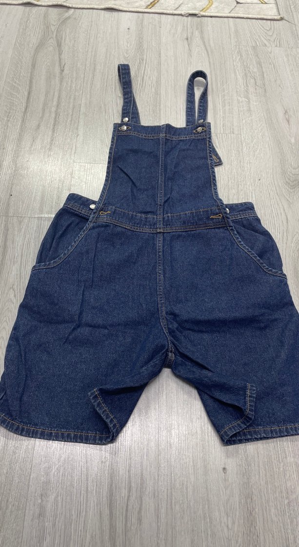 Kadın Lacivert Kot Şort Tulum - Görsel 2