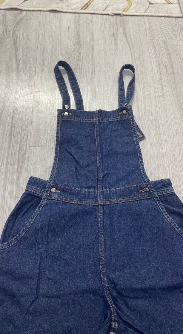 Kadın Lacivert Kot Şort Tulum - Görsel 3