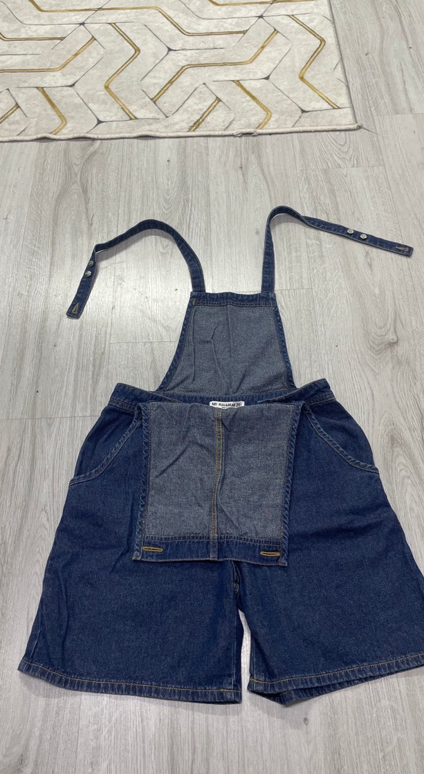 Kadın Lacivert Kot Şort Tulum - Görsel 5