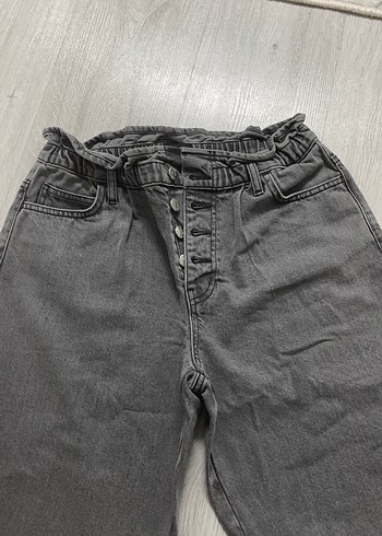 Gri Erkek Kemerli Bol Kesim Denim Pantolon - Görsel 2