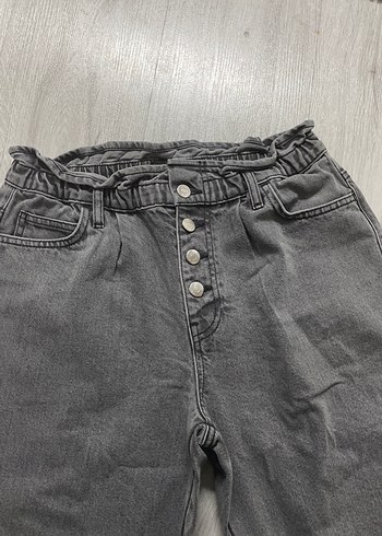 Gri Erkek Kemerli Bol Kesim Denim Pantolon - Görsel 4