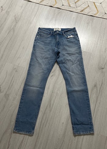 Gri Erkek Kemerli Bol Kesim Denim Pantolon - Görsel 9