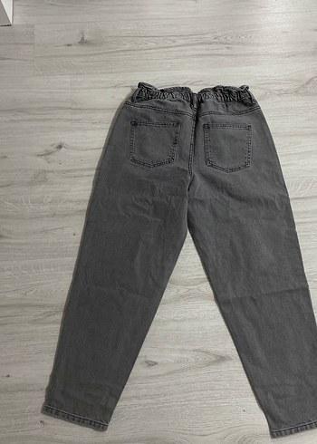 Gri Erkek Kemerli Bol Kesim Denim Pantolon - Görsel 6