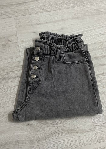 Gri Erkek Kemerli Bol Kesim Denim Pantolon - Görsel 8