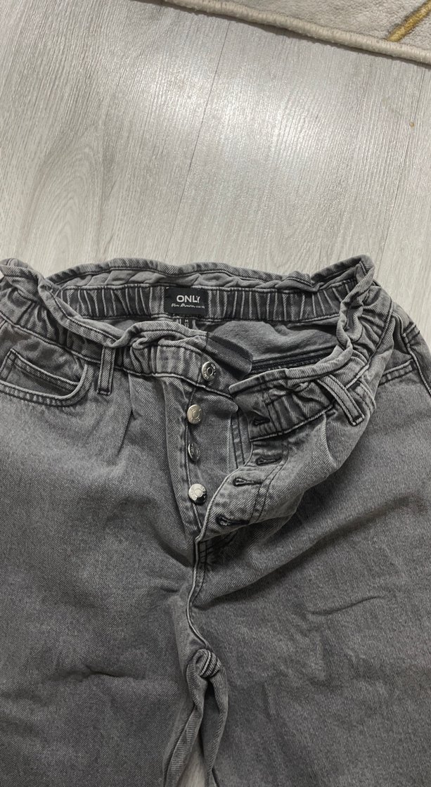 Gri Erkek Kemerli Bol Kesim Denim Pantolon - Görsel 3