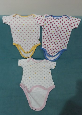 Renkli Baskılı Kız Bebek Body 3'lü Set - Görsel 2
