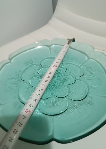 Turkuaz Vintage Çiçek Desenli Tabak - Görsel 3