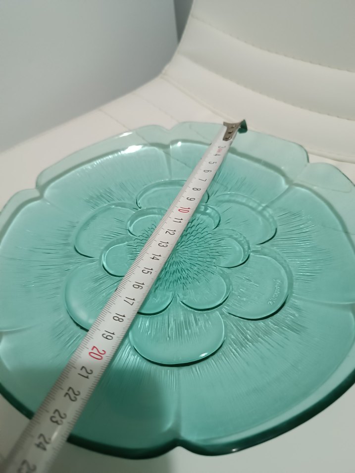 Turkuaz Vintage Çiçek Desenli Tabak - Görsel 3