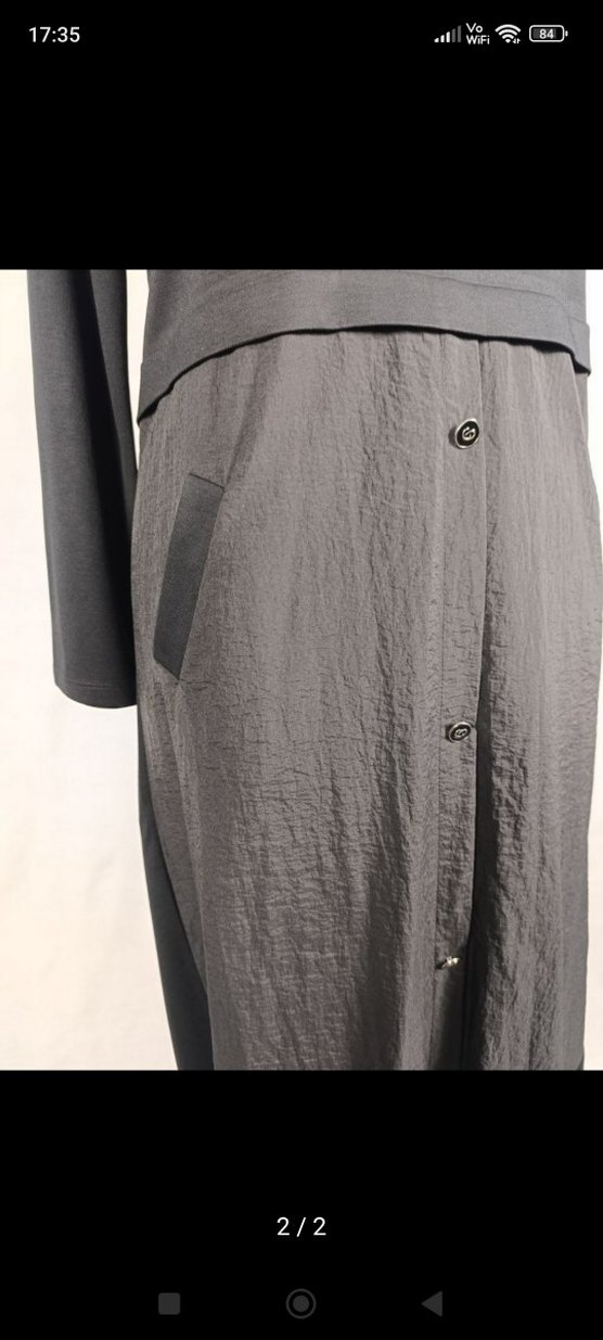 OYSHO kumaş Düğmeli Siyah Uzun Kollu Kadın Elbise - Görsel 2