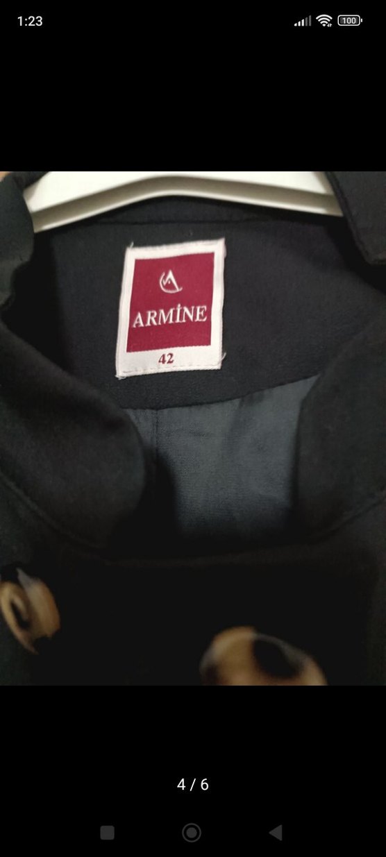 Armine Düğmeli Siyah Uzun Kadın pardesü - Görsel 4