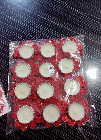 2 paket simli kırmızı el mumu 