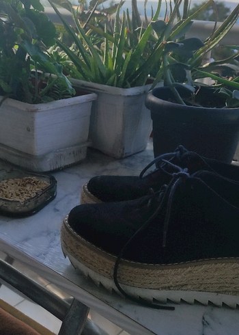 Siyah Süet Dolgu Topuklu Kadın Espadril DİVİDED - Görsel 7