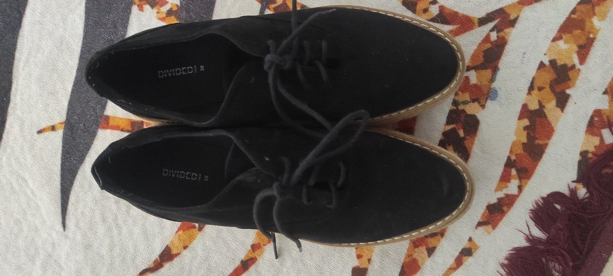 Siyah Süet Dolgu Topuklu Kadın Espadril DİVİDED - Görsel 3