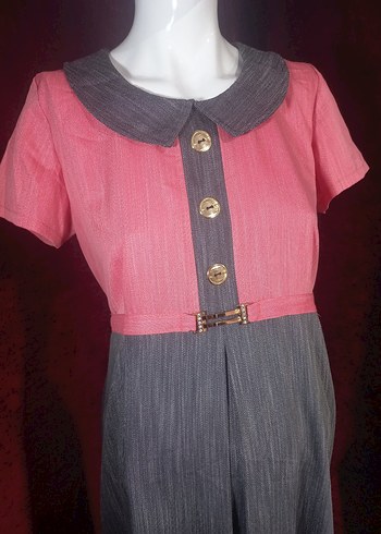 Pembe Gri Uzun Hamile Elbise - Görsel 2