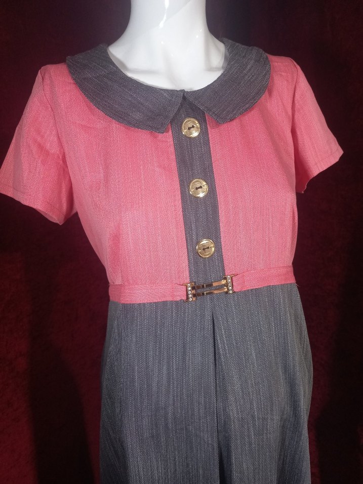 Pembe Gri Uzun Hamile Elbise - Görsel 2