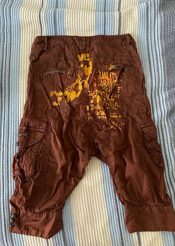 Vintage Kahverengi Bol Kesim Kisa Pantolon