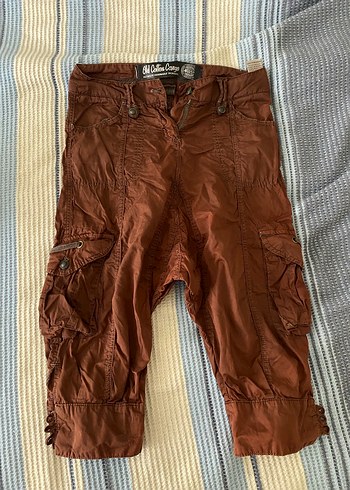 36 Beden Vintage Kahverengi Bol Kesim Kisa Pantolon