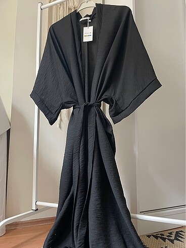 Siyah Keten Kimono