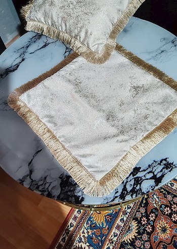 Nakışlı Bohem Beyaz Gri Kırlent Kılıfı - Görsel 2