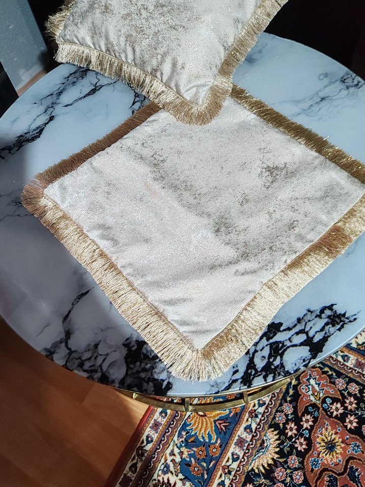 Nakışlı Bohem Beyaz Gri Kırlent Kılıfı - Görsel 3