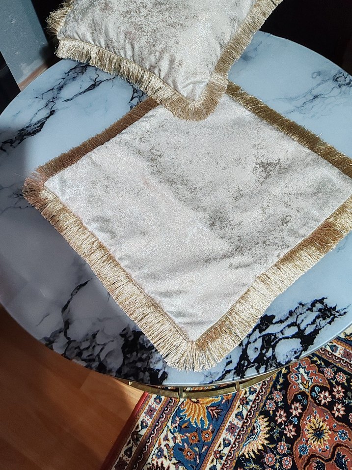 Nakışlı Bohem Beyaz Gri Kırlent Kılıfı - Görsel 2