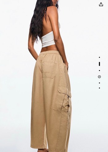 Bershka Bej Kadın Bol Kesim Boyfriend Pantolon