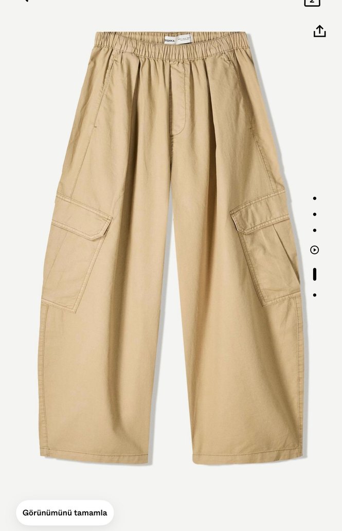 Bej Kadın Bol Kesim Boyfriend Pantolon - Görsel 3