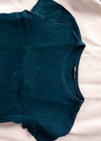zara yeşil crop tshirt
