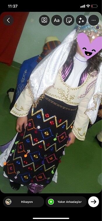 11-12 Yaş Beden çeşitli Renk Folklor kıyafeti