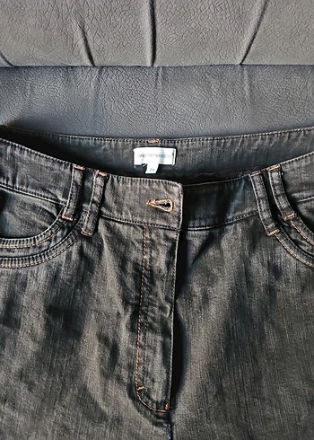s Beden kahverengi uzun Nakışlı Kadın Midi Denim Şort