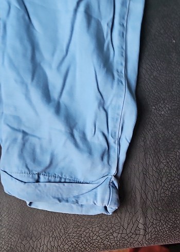 s Beden Kadın Beli Kemerli Pastel Mavi Bol Kesim Denim Pantolon