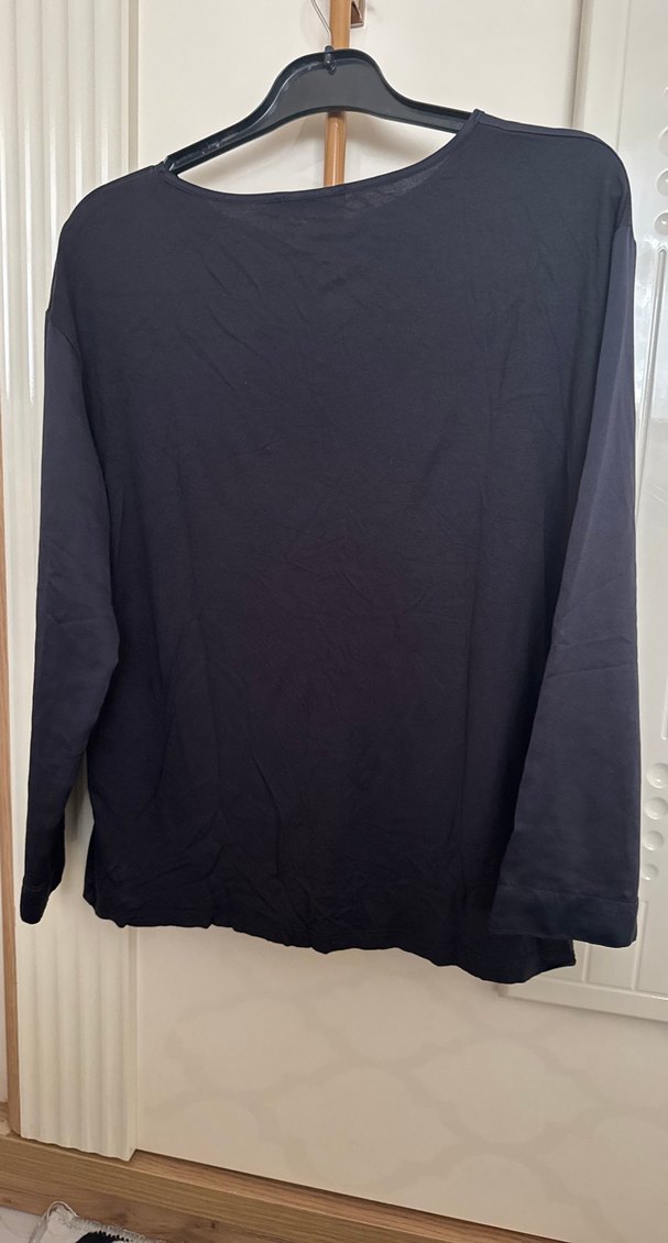 Siyah Kadın Saten Uzun Kollu Bluz - Görsel 2