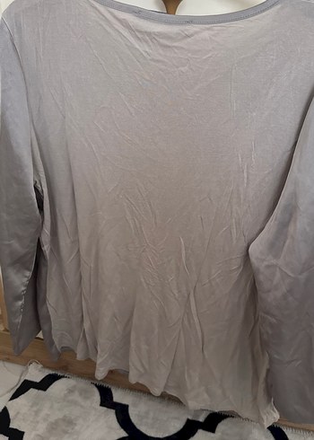 Gri Keten Kadın Bluz Uzun Kollu - Görsel 3