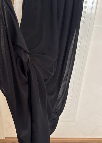 Siyah Drapeli Uzun Kadın Elbise 38-40-42 bedene uyumlu - Görsel 3
