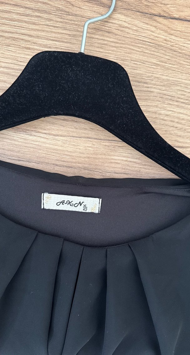 Siyah Drapeli Uzun Kadın Elbise 38-40-42 bedene uyumlu - Görsel 5